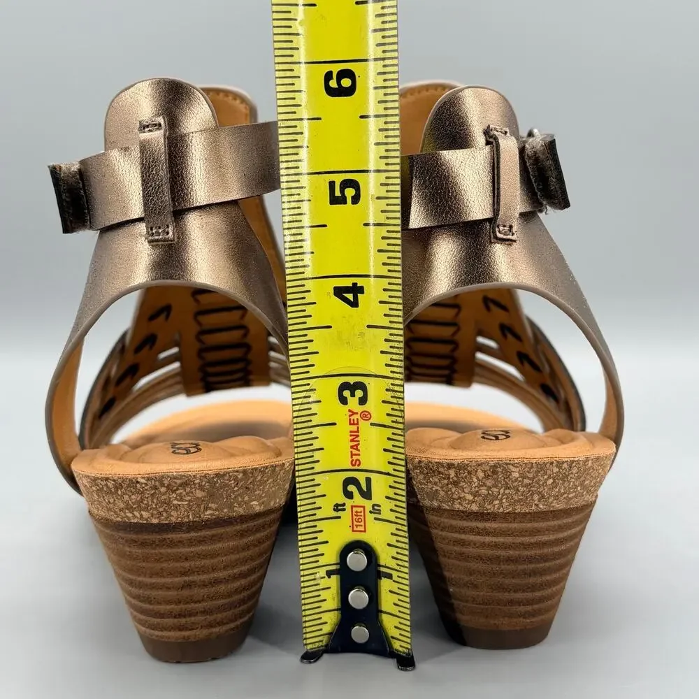 NEW earth Women’s Hattie Fisherman Wedge Sandals Pewter Size 7.5M